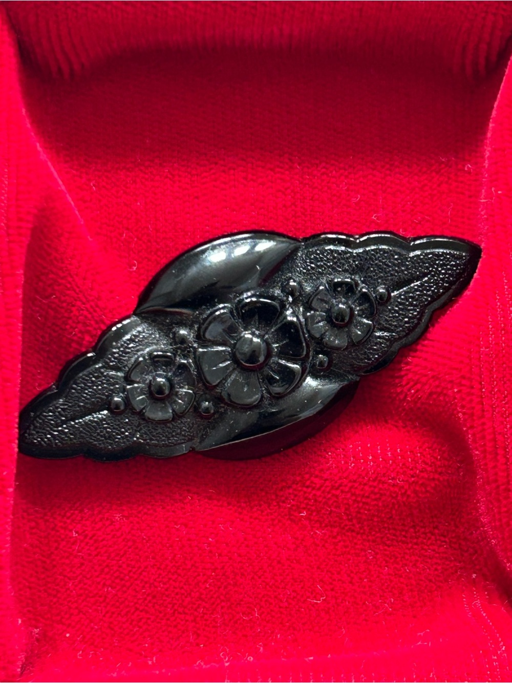 Victorian Czech Black Glass Pin